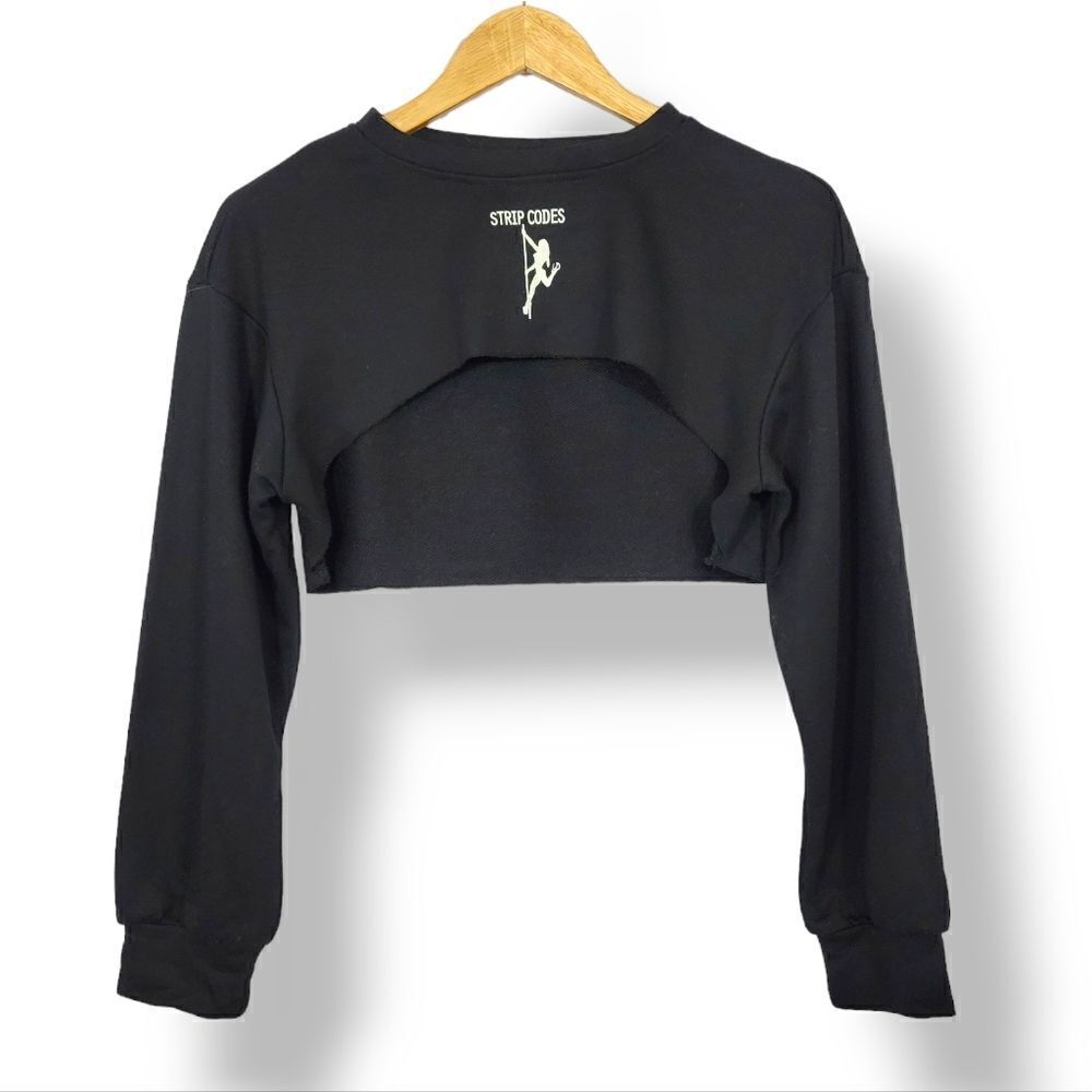 Strip Codes Bust Crop Longsleeve Sweatshirt in Black Size S/M